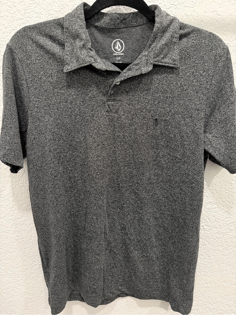 Volcom Men’s Gray Heather Polo Shirt with Logo